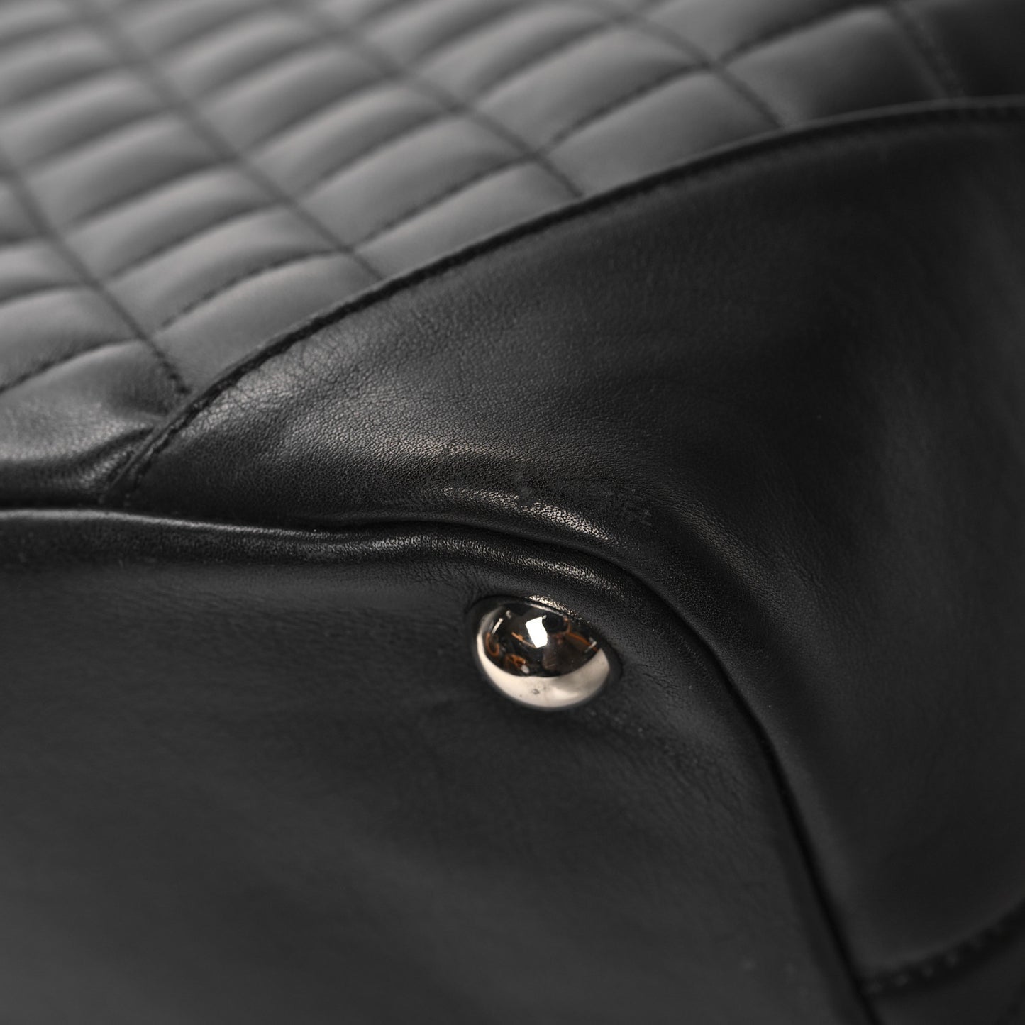 Calfskin Quilted Large Cambon Tote Black