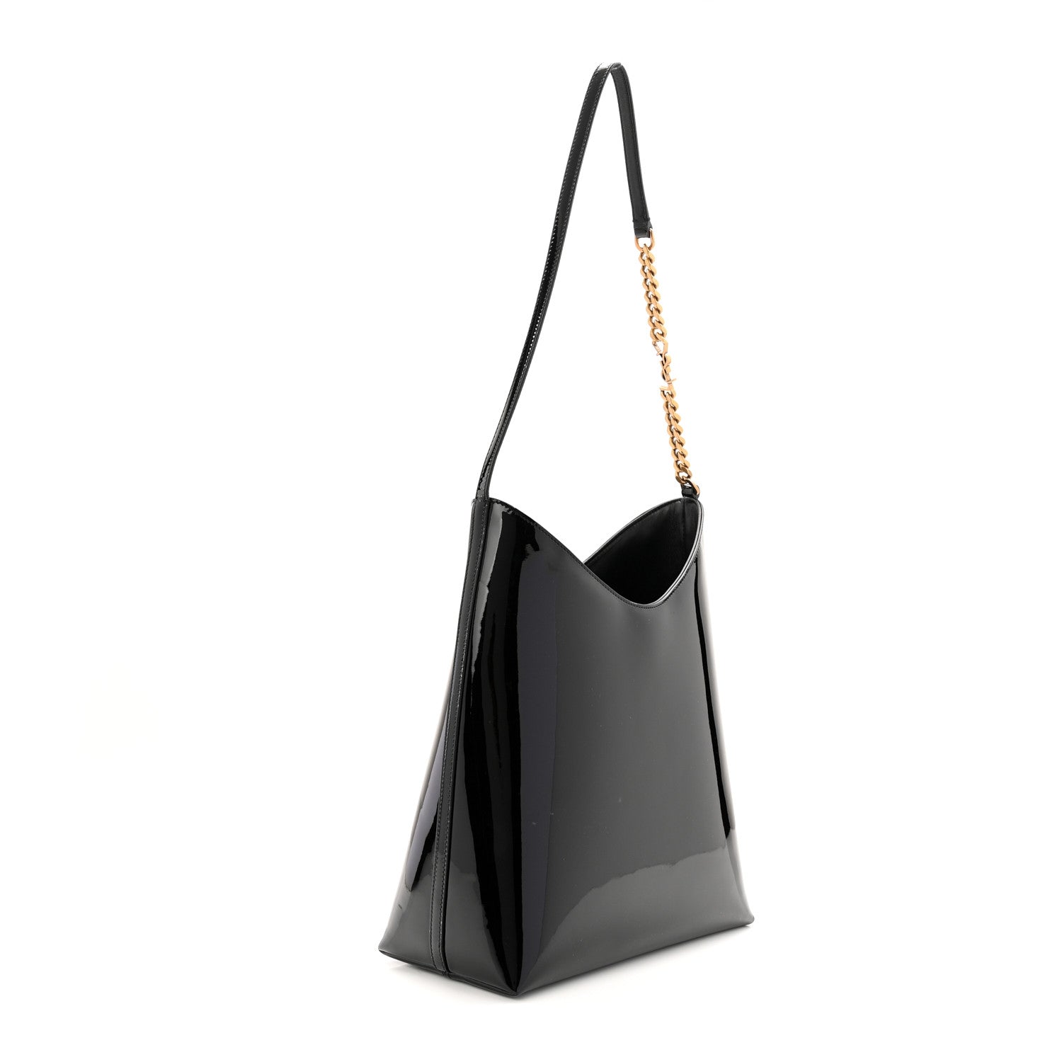 Saint Laurent Patent Calfskin Rendez-Vous Hobo Black 4 of 11