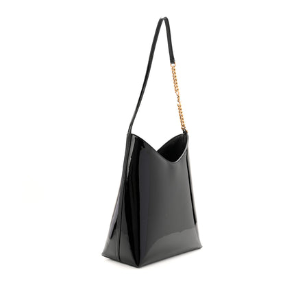 Saint Laurent Patent Calfskin Rendez-Vous Hobo Black 4 of 11