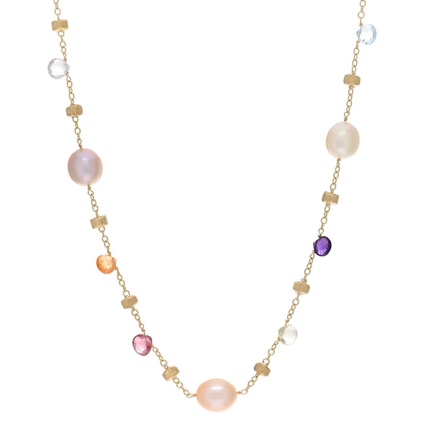 18K Yellow Gold Paradise Pearl Multi Gemstone Paradise Necklace