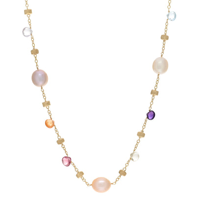 Marco Bicego 18K Yellow Gold Paradise Pearl Multi Gemstone Paradise Necklace 1 of 3