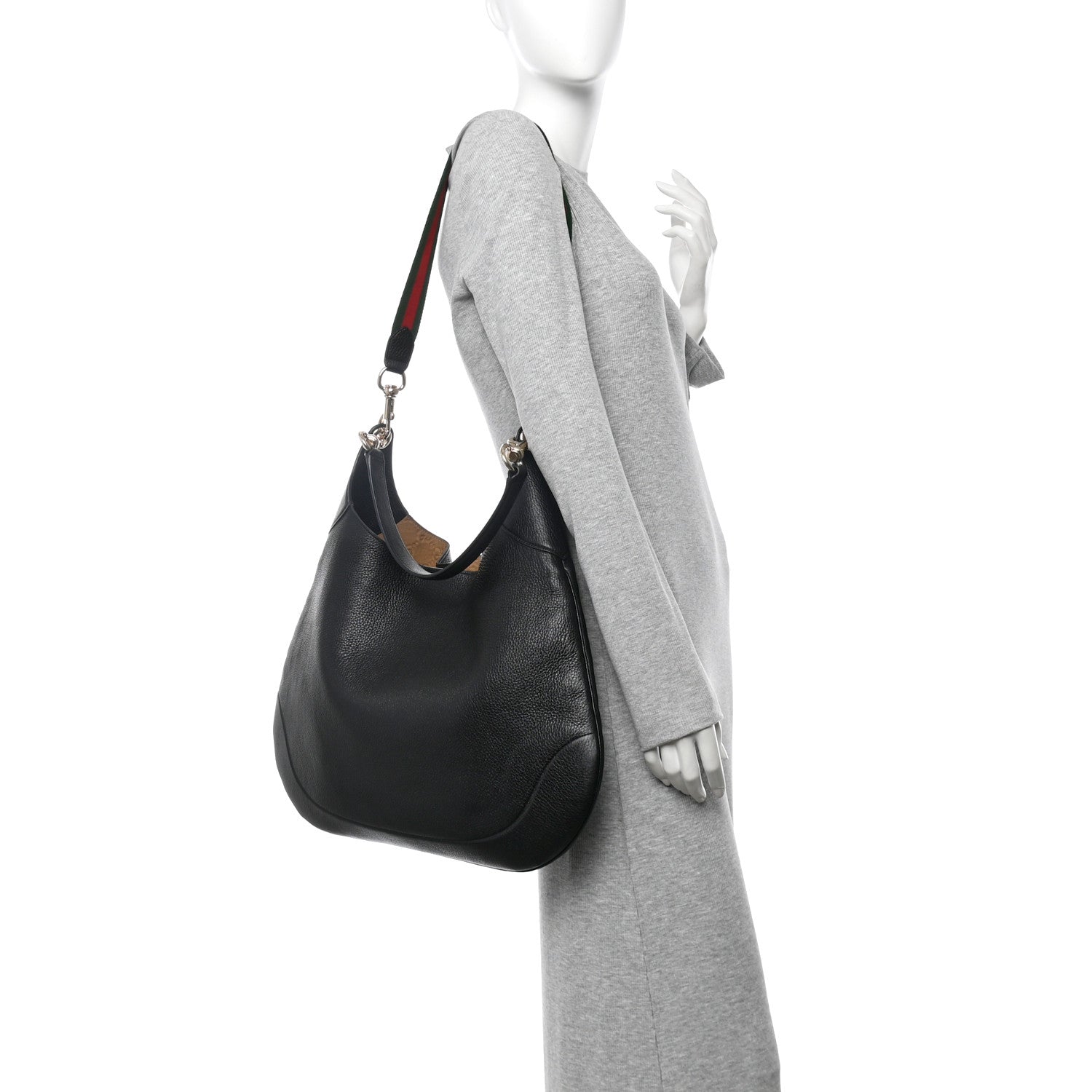 Gucci Soft Grained Calfskin Maxi B Hobo Black 2 of 11