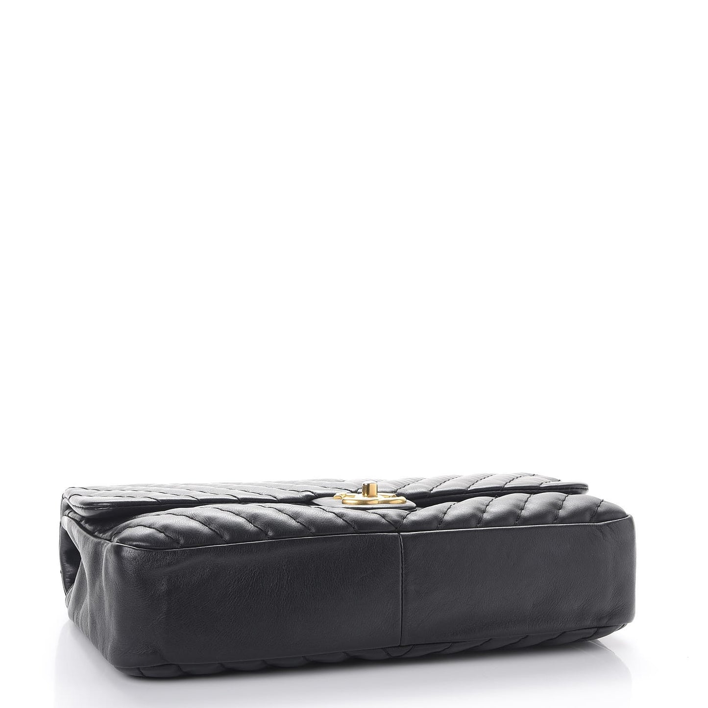Calfskin Surpique Chevron Large Flap Black