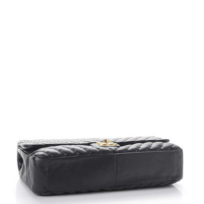 Chanel Calfskin Surpique Chevron Large Flap Black 4 of 8