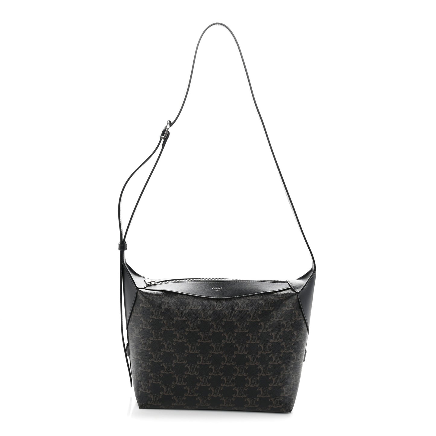 Triomphe Canvas Calfskin Harry Crossbody Bag Black