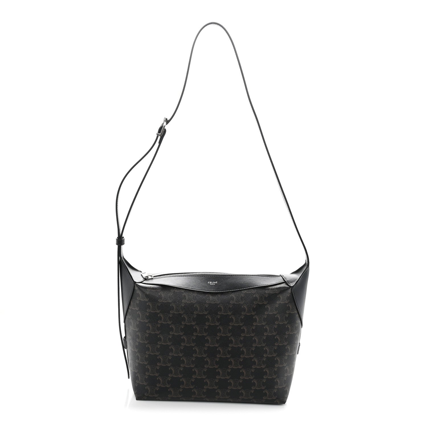 Celine Triomphe Canvas Calfskin Harry Crossbody Bag Black 1 of 12
