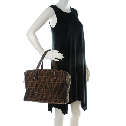 Fendi Zucca Vitello Artic Medium Double Zip Tote Tobacco Castagna 2 of 7