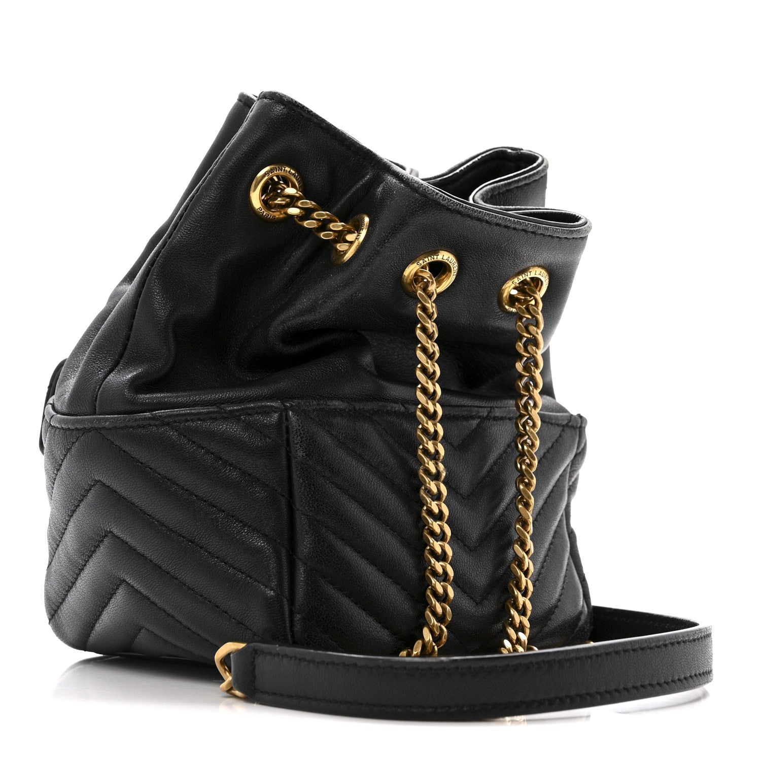 Saint Laurent Lambskin Matelasse Monogram Joe Nano Bucket Bag Black 3 of 13