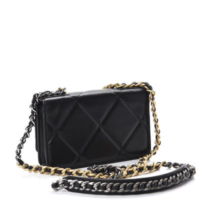 Chanel Lambskin Quilted 19 Wallet On Chain WOC Black 2 of 11