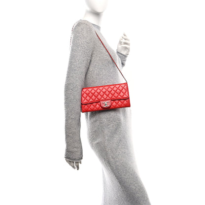 Chanel Lambskin Quilted East West Flap Clutch Red 2 of 11