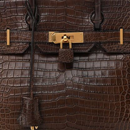 Hermes Shiny Porosus Crocodile Birkin 30 Havane 8 of 19