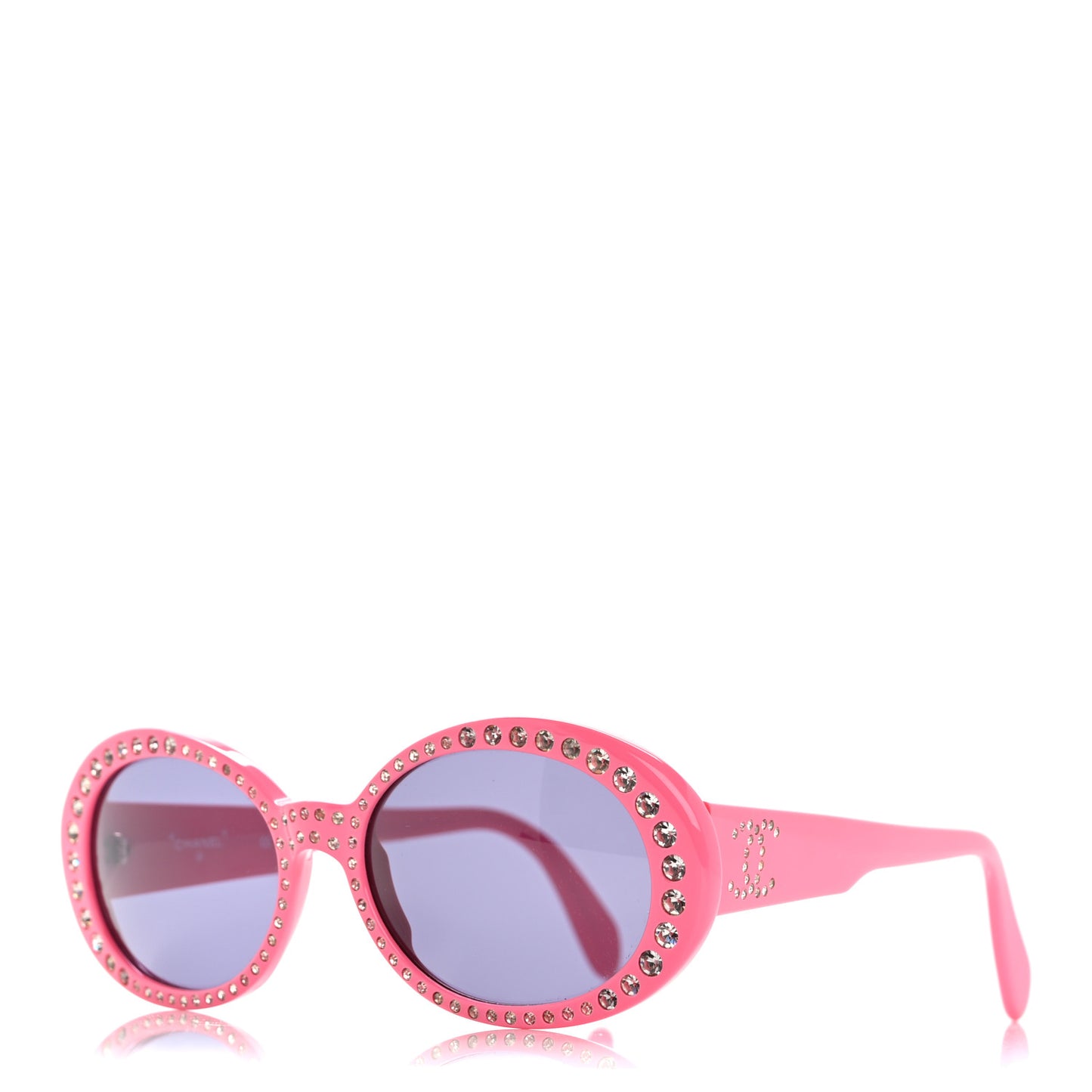 Acetate Crystal Round Sunglasses Pink