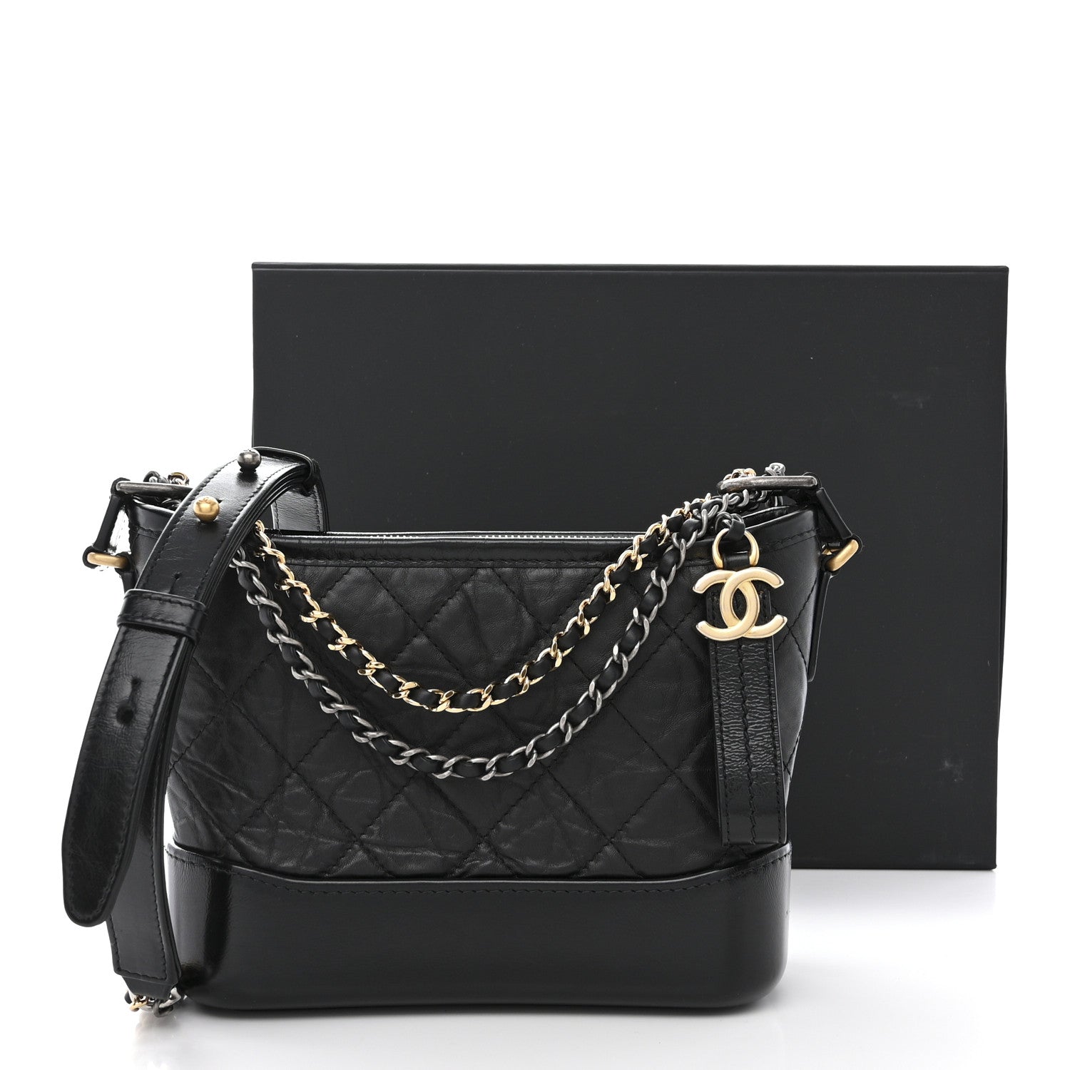Chanel Aged Calfskin Quilted Small Gabrielle Hobo Black 11 of 11
