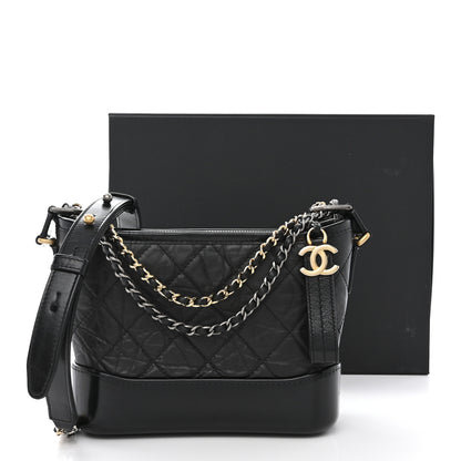 Chanel Aged Calfskin Quilted Small Gabrielle Hobo Black 11 of 11