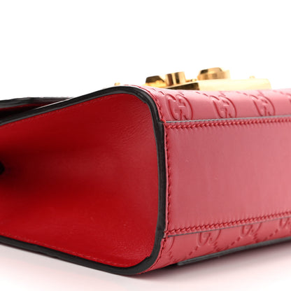 Gucci Guccissima Small Padlock Shoulder Bag Hibiscus Red 9 of 12