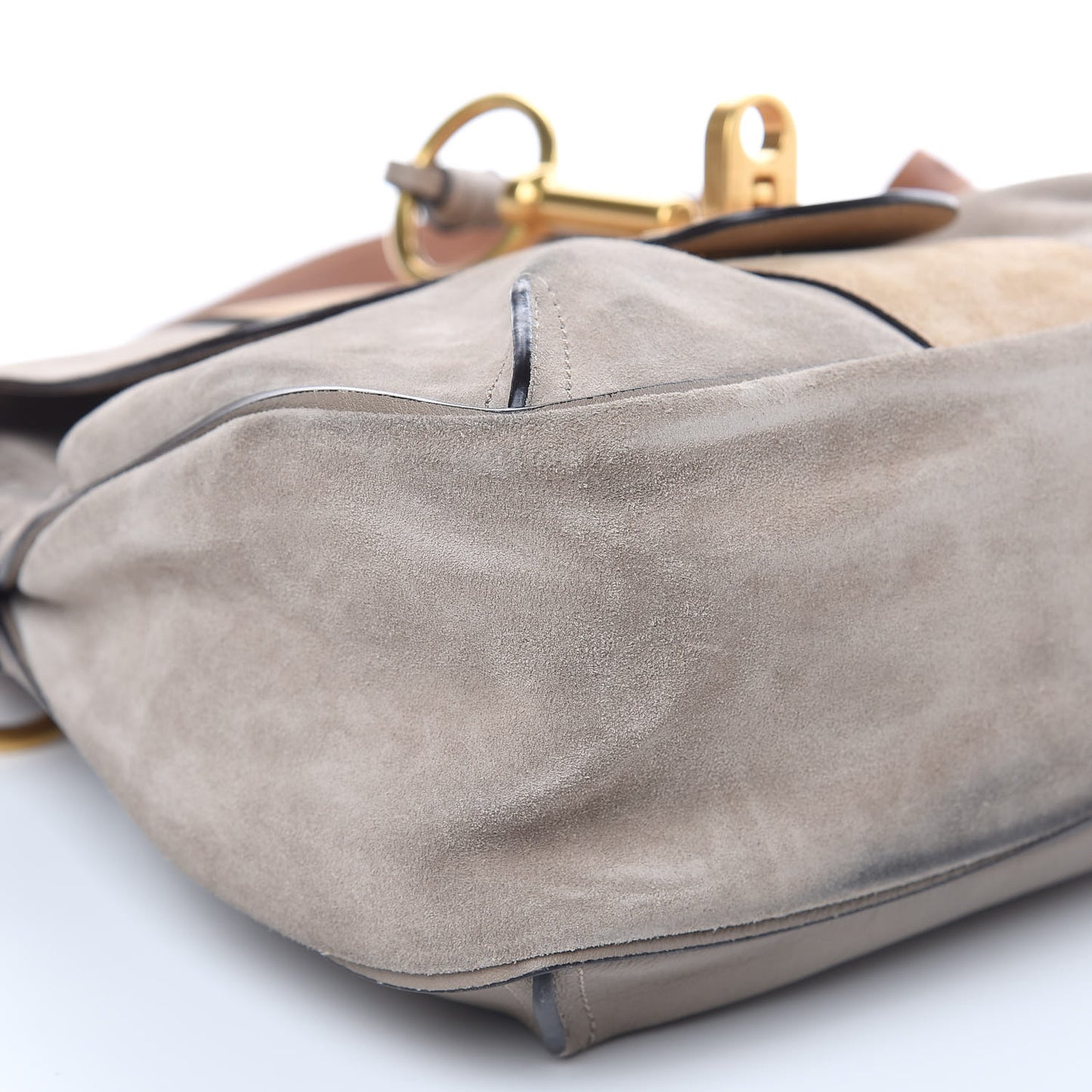 Suede Calfskin Small Lexa Shoulder Bag Motty Grey