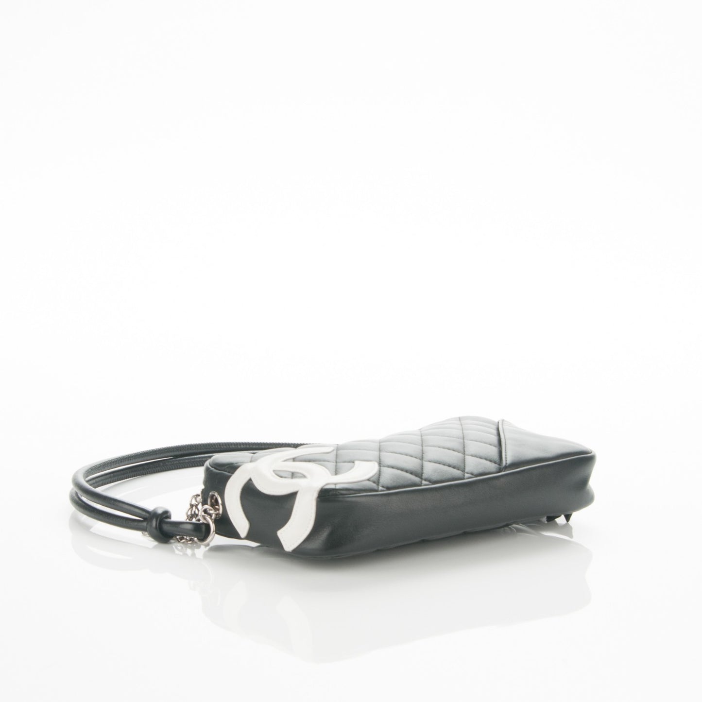 Calfskin Quilted Cambon Pochette Black White