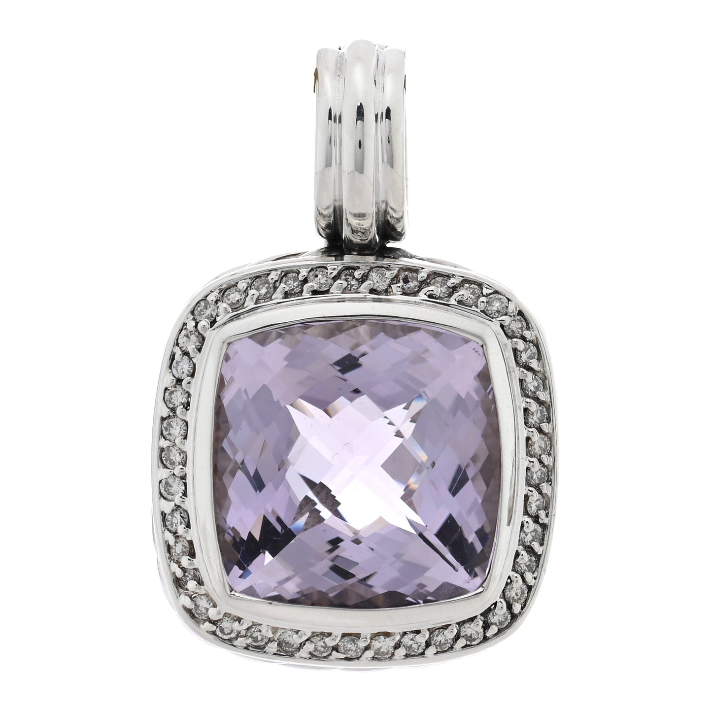 Sterling Silver Diamond Amethyst 14mm Albion Enhancer Pendant