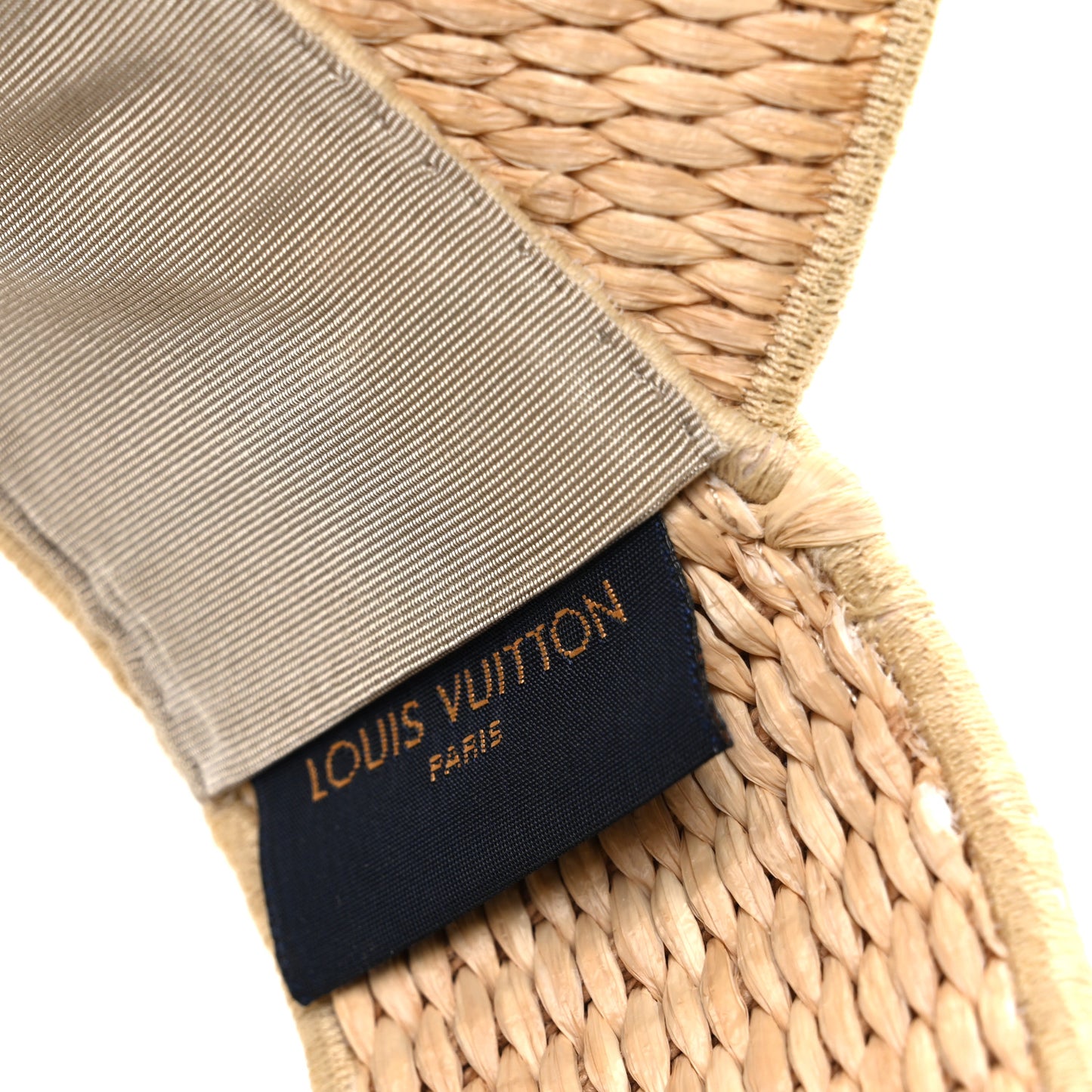 Calfskin Raffia Monogram Strawgram Visor Natural Blue