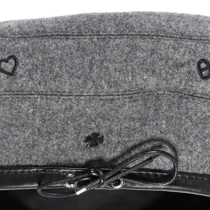 Hermes Cashmere Lambskin Saint-Honore Charms Beret 57 Charbon 6 of 7