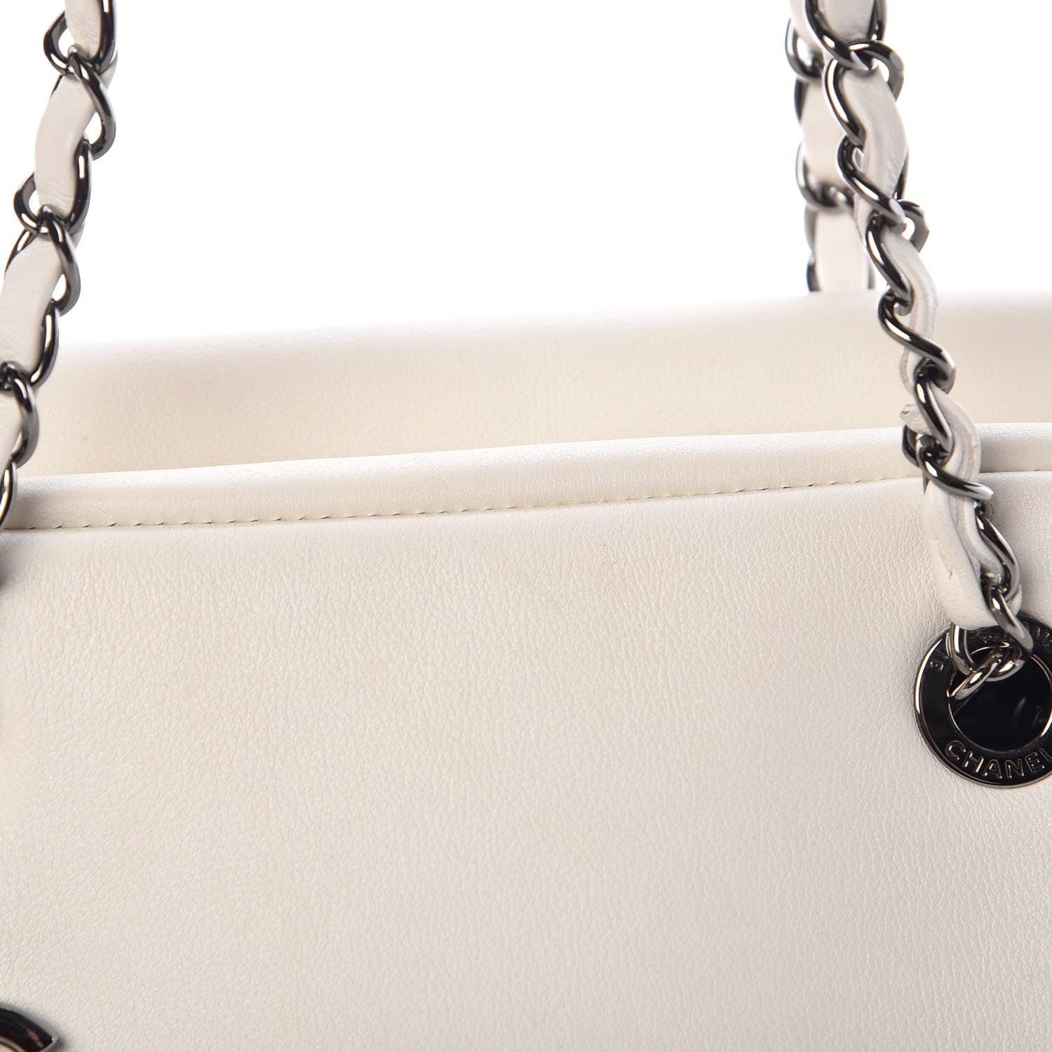 Chanel Calfskin Timeless Duo Bowling Bag White Black 8 of 9