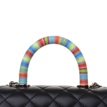 Chanel Goatskin Quilted Rainbow Extra Mini Coco Handle Flap Black 13 of 18