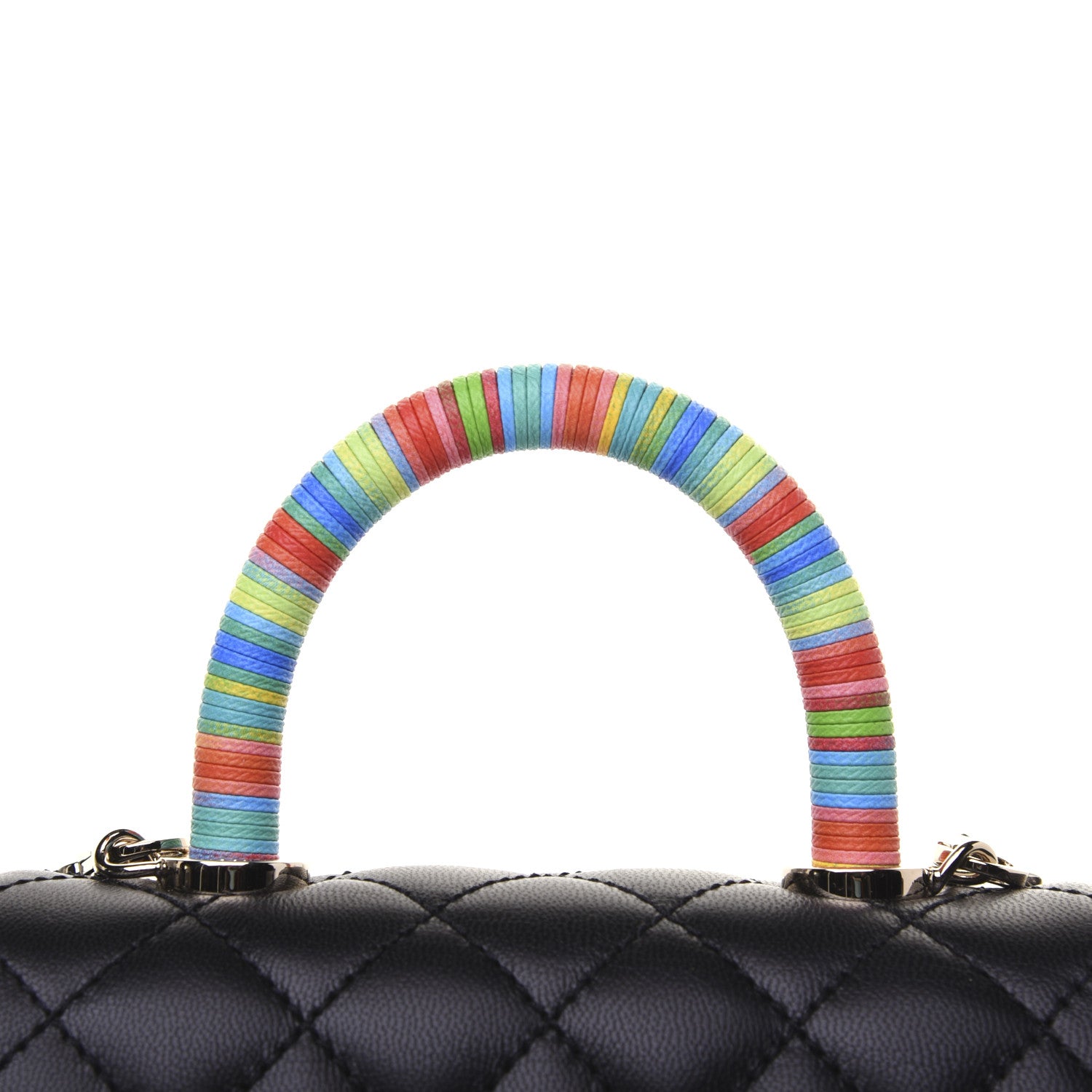 Chanel Goatskin Quilted Rainbow Extra Mini Coco Handle Flap Black 13 of 18