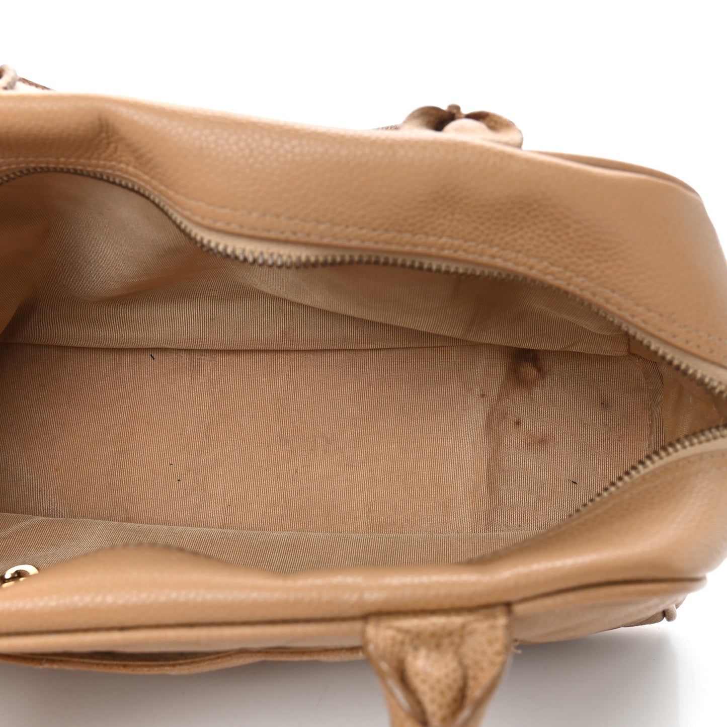 Caviar Quilted Small Bowler Beige