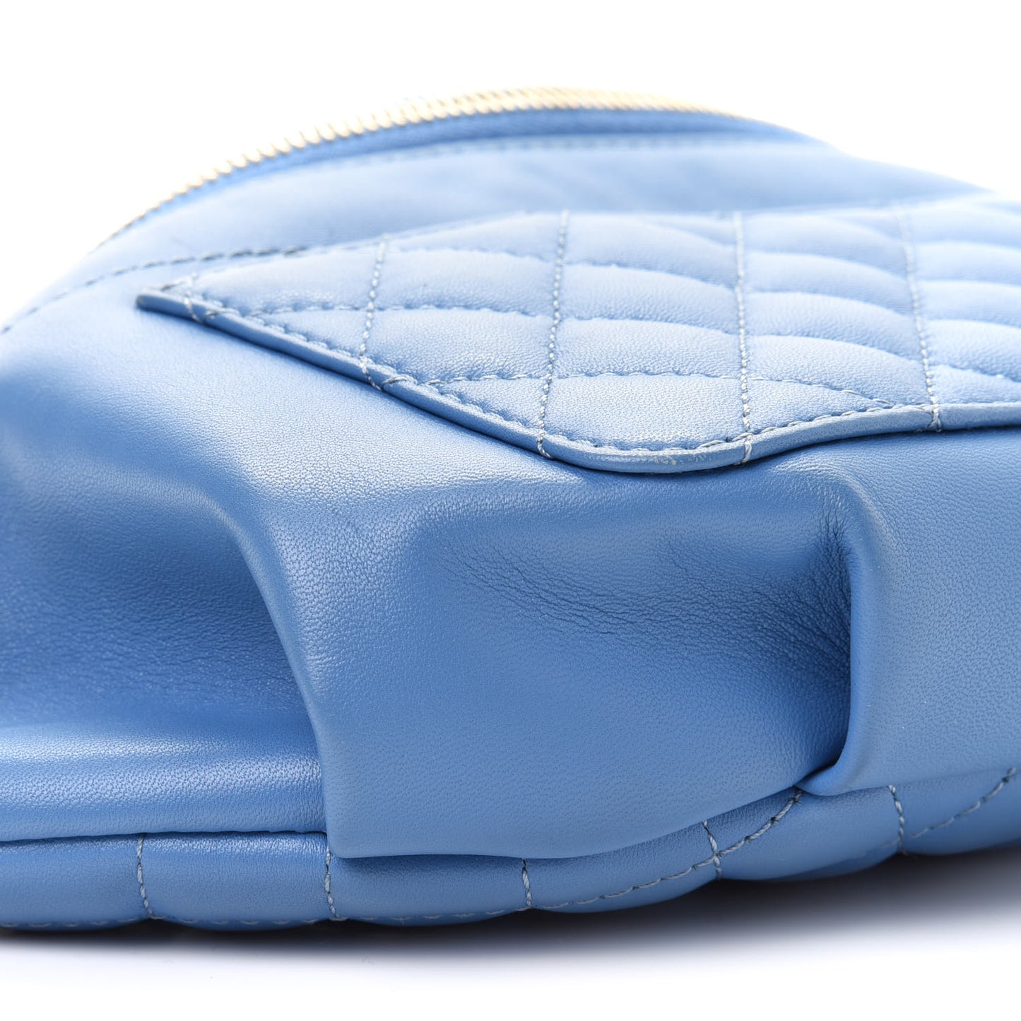 Lambskin Quilted Bi Waist Bag Fanny Pack Blue