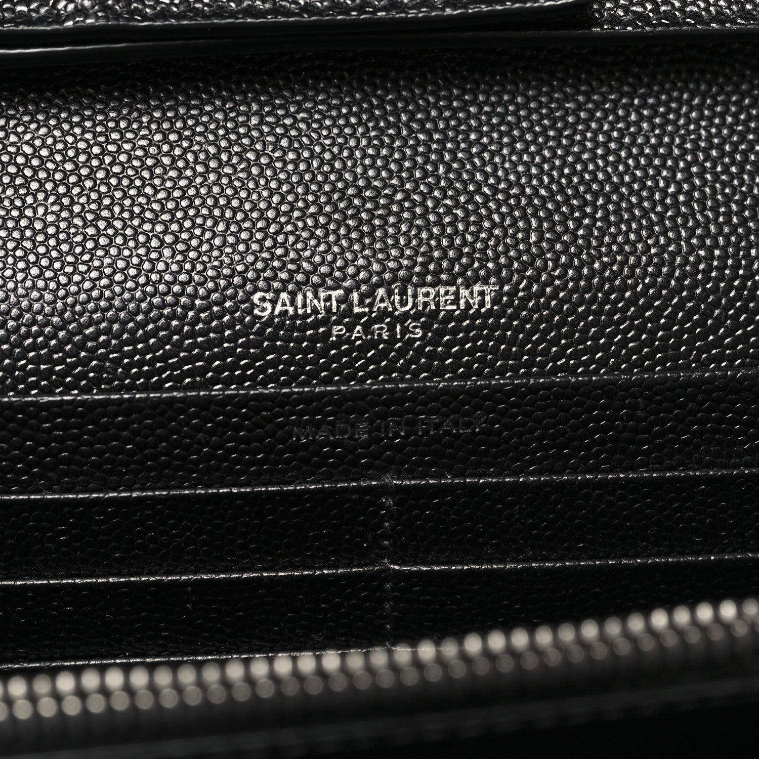 Saint Laurent Grain De Poudre Matelasse Chevron Monogram Chain Wallet Black 7 of 11