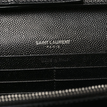 Saint Laurent Grain De Poudre Matelasse Chevron Monogram Chain Wallet Black 7 of 11