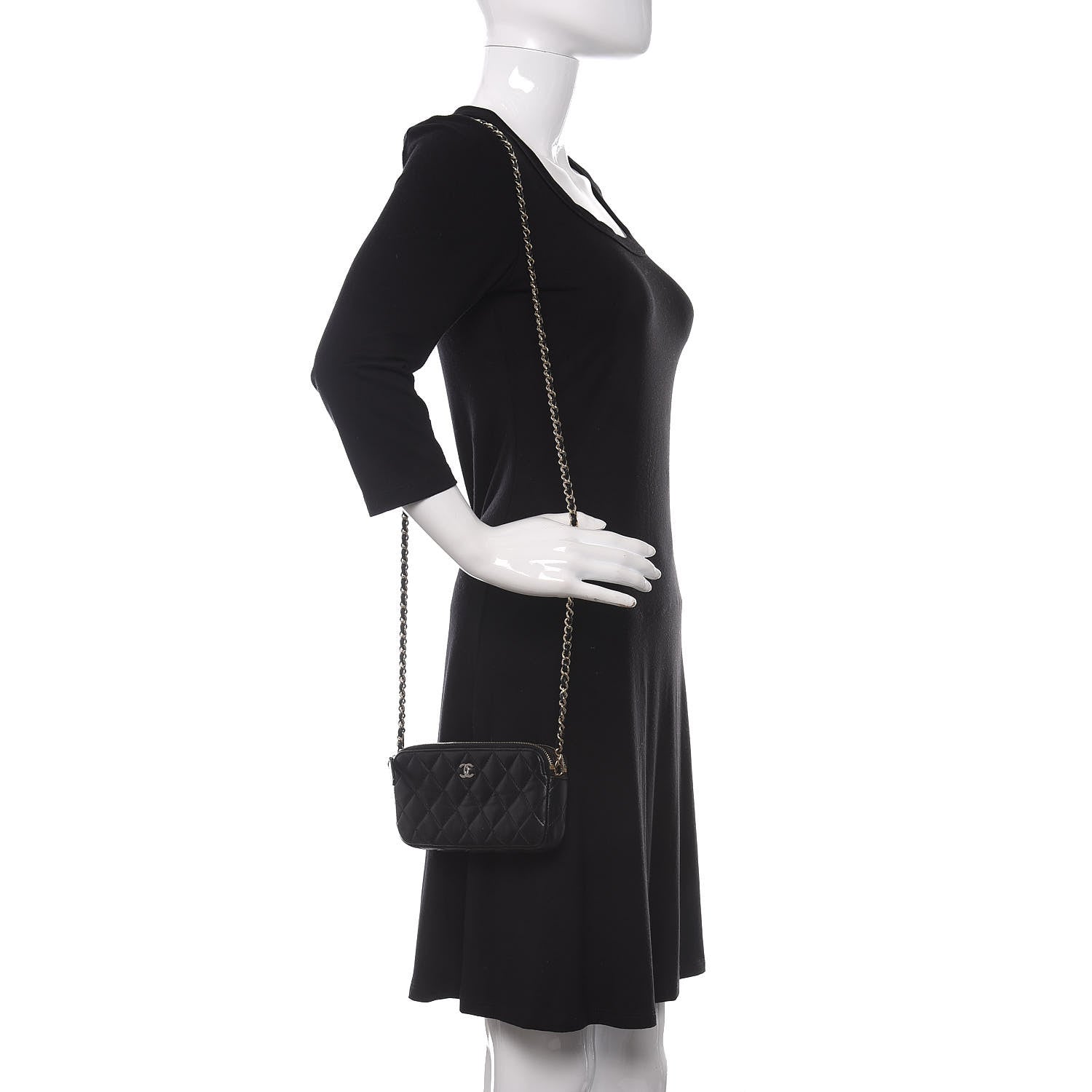Chanel Lambskin Quilted Small Clutch With Chain Black 2 of 11