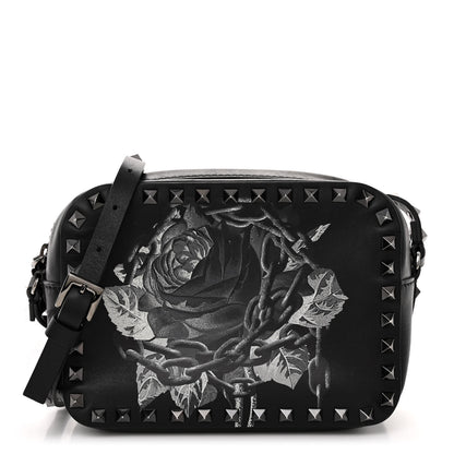 Valentino Garavani X UNDERCOVER Calfskin Rockstud Rose Print Camera Crossbody Bag Black 1 of 11