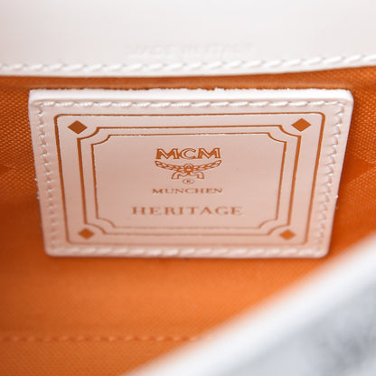 MCM Visetos Mini Heritage Top Handle Satchel White 7 of 8