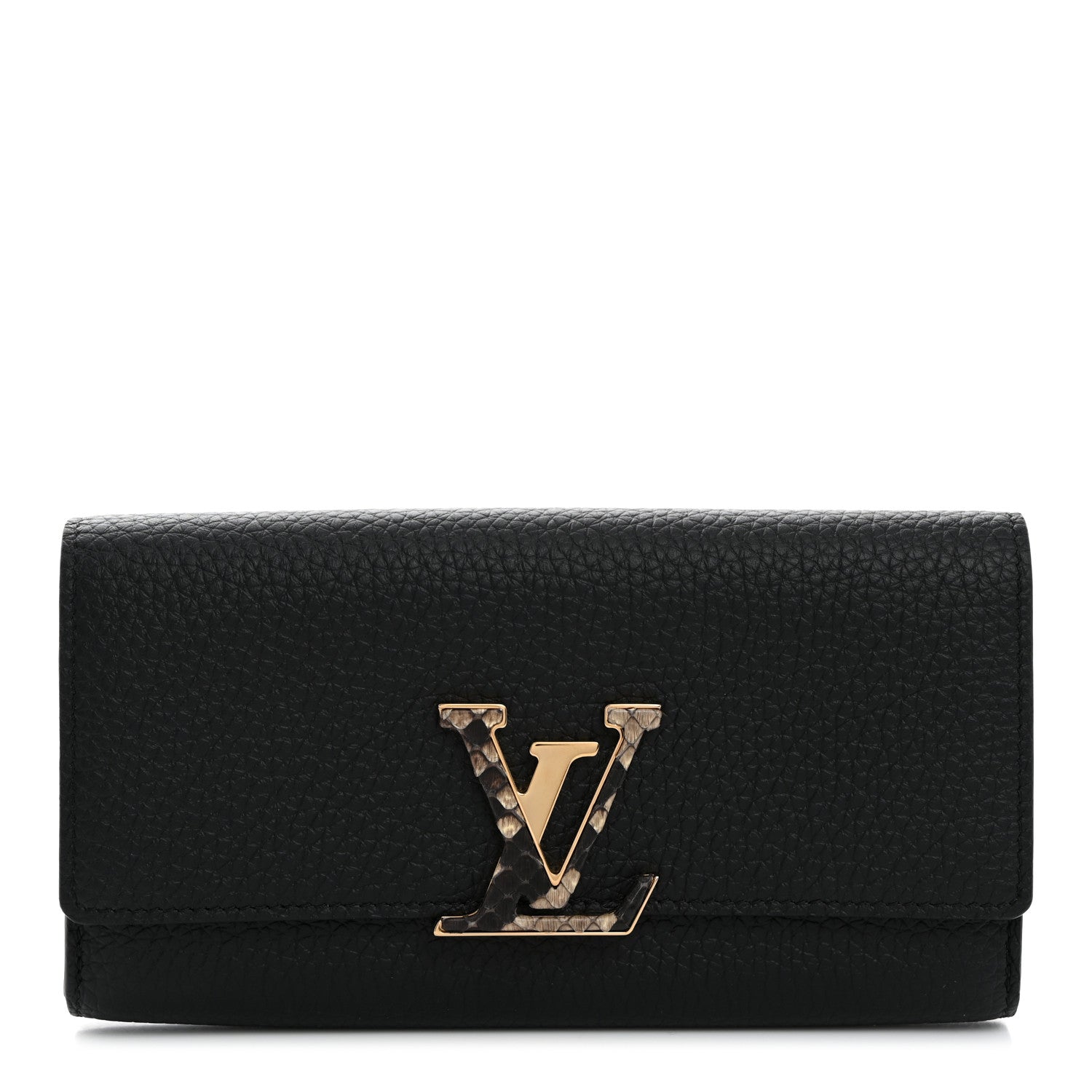 Louis Vuitton Taurillon Capucines Snakeskin Wallet Black 1 of 8