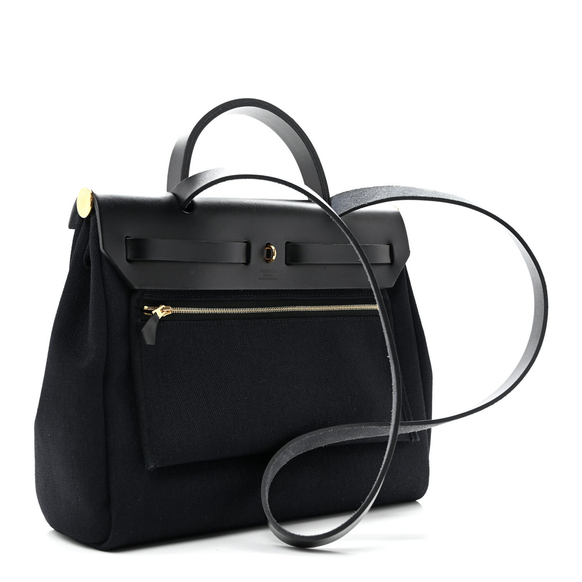 Hermes Military Toile Vache Hunter Herbag Zip Retourne 31 PM Black 4 of 12
