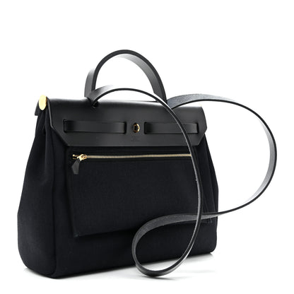 Hermes Military Toile Vache Hunter Herbag Zip Retourne 31 PM Black 4 of 12