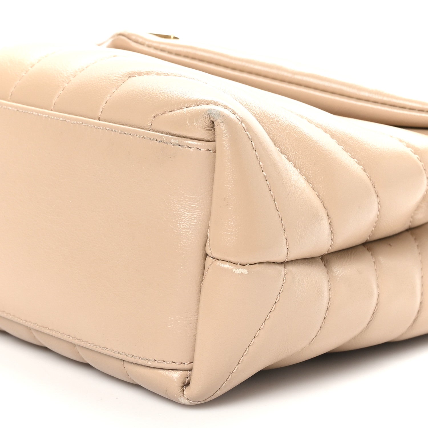 Saint Laurent Calfskin Y Quilted Monogram Small Loulou Chain Dark Beige 10 of 11