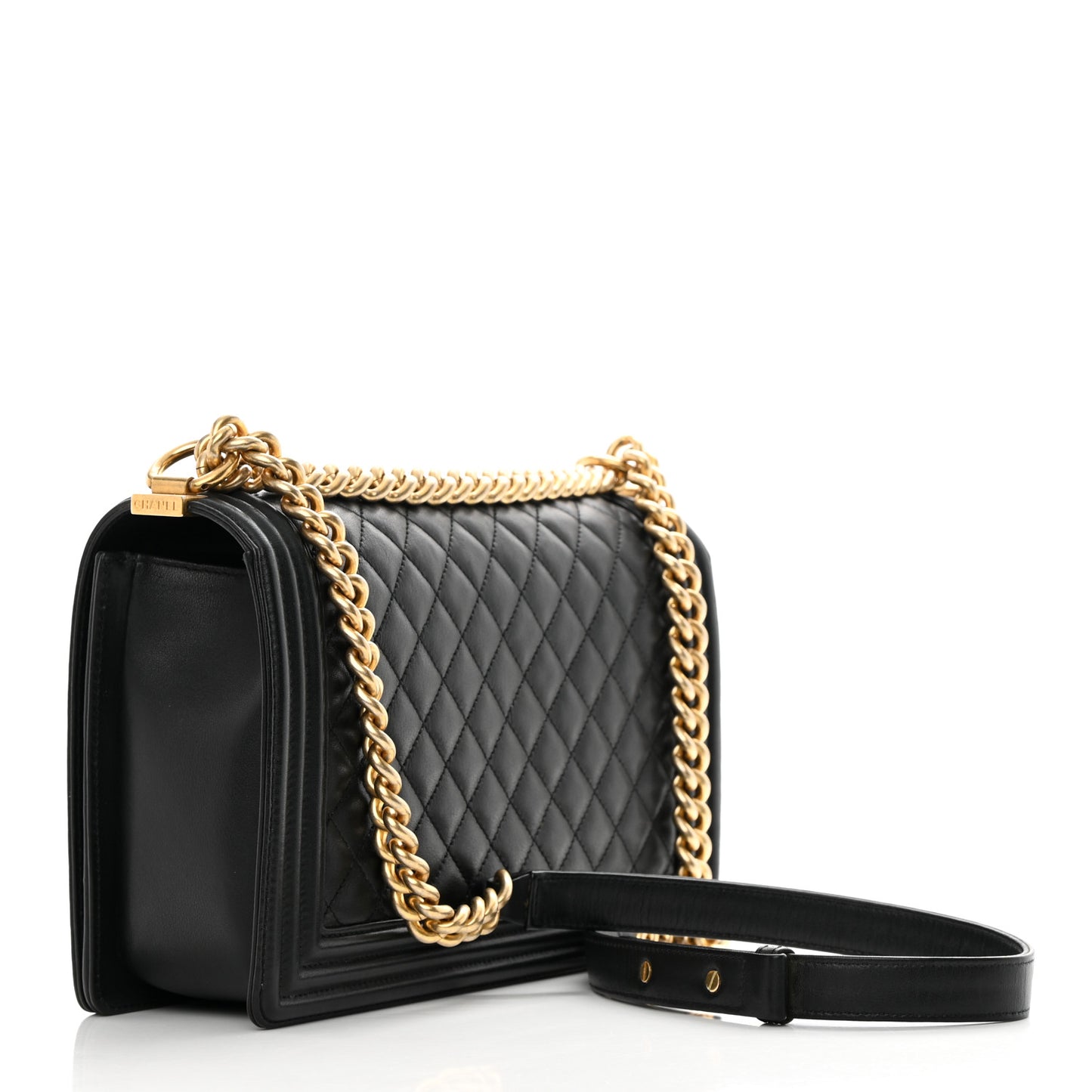 Calfskin Quilted New Medium Boy Flap Black
