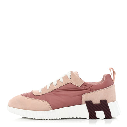 Hermes Parachute Fabric Suede Goatskin Bouncing Sneakers 37 Rose Rose Opaline 1 of 10