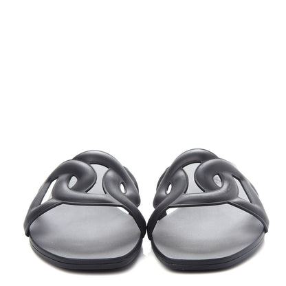 Hermes Rubber Aloha Sandals 37 Black 2 of 11
