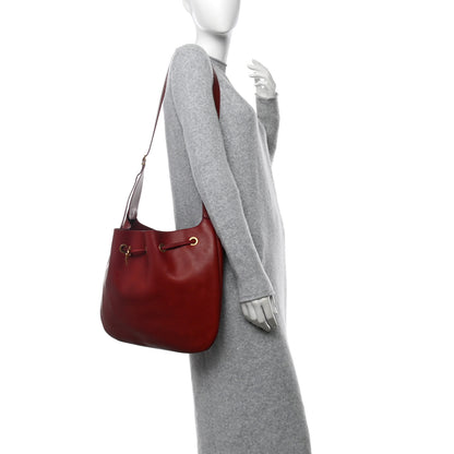 Saint Laurent Smooth Calfskin Paris VII Large Flat Hobo Red 2 of 13