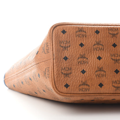 MCM Visetos Medium Shopper Tote Cognac Blue 7 of 8