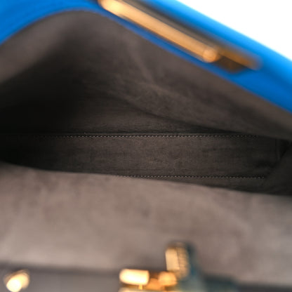 Fendi Vitello Seta Medium Peekaboo Iconic Satchel Blue Royal 6 of 12