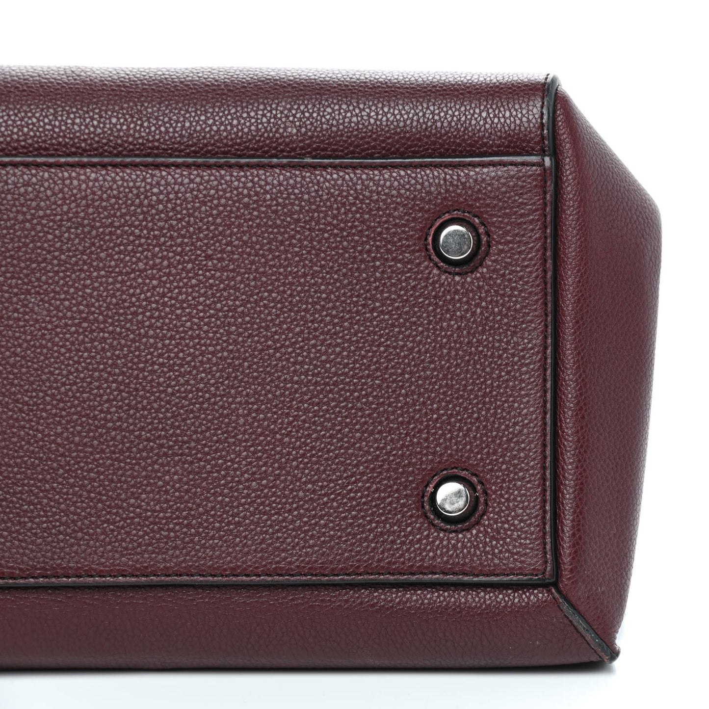 Drummed Calfskin Medium Edge Shoulder Bag Wine