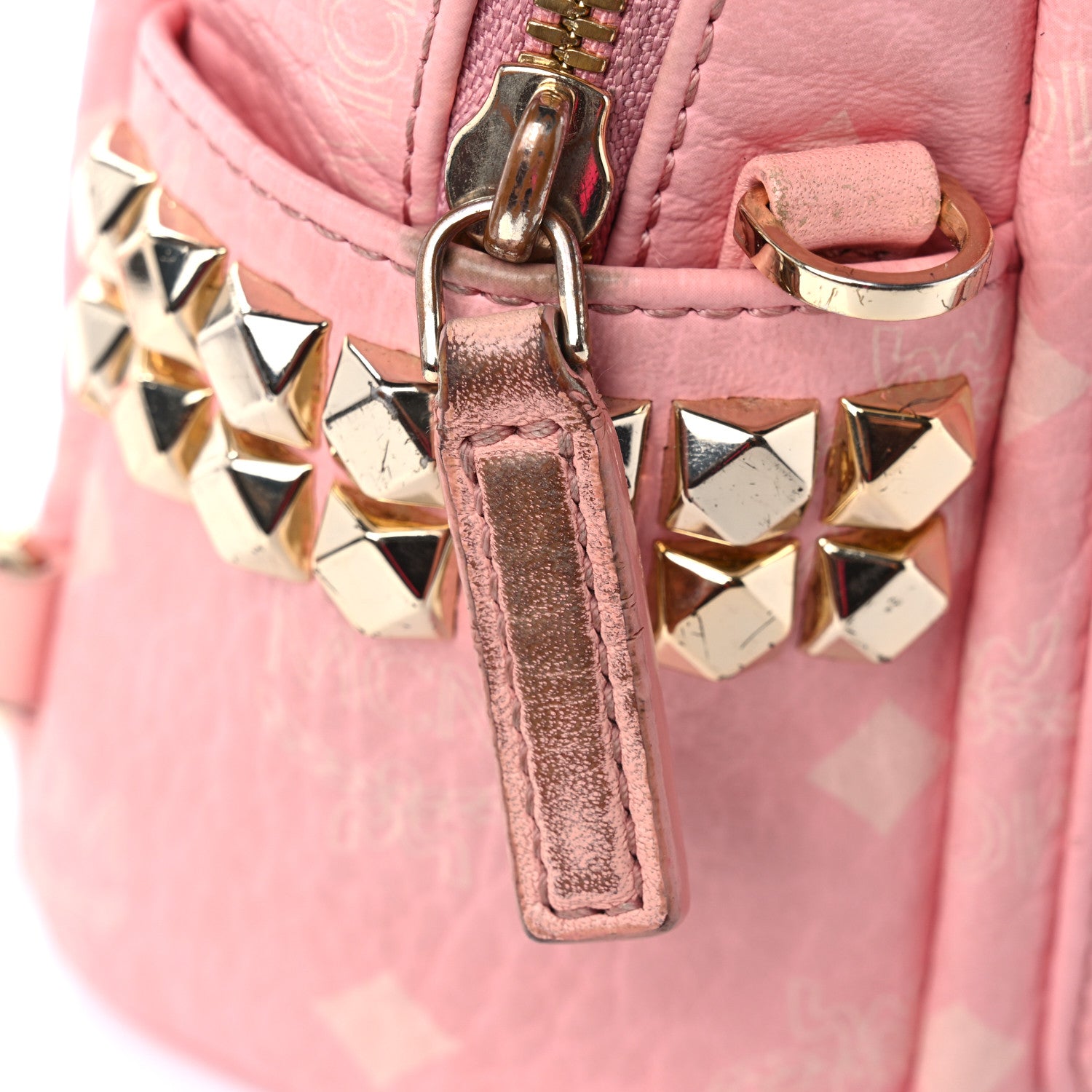 MCM Visetos Side Stud X-Mini Stark Bebe Boo Backpack Soft Pink 12 of 18