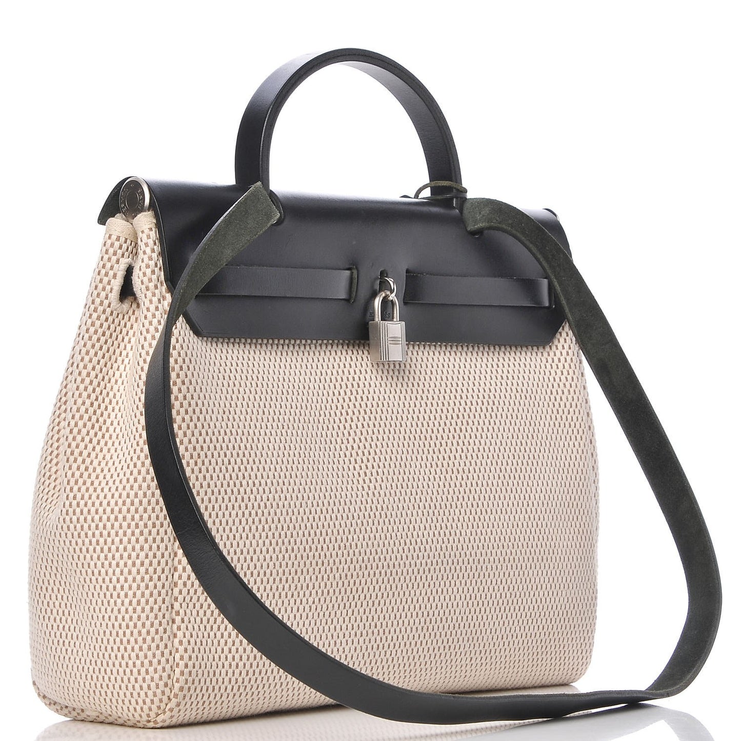 Toile Vache Calfskin Herbag 30 PM Black Natural