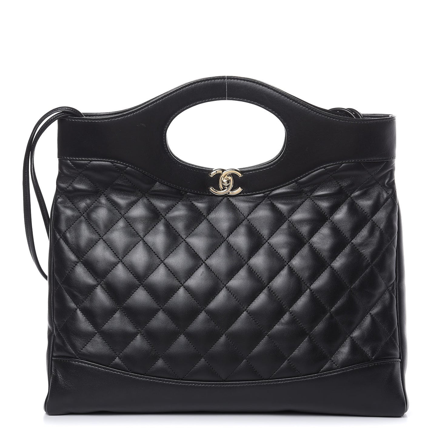 Lambskin Quilted Large 31 Shopping Bag Black