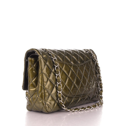 Chanel Patent Quilted Medium Double Flap Dark Green 3 of 10