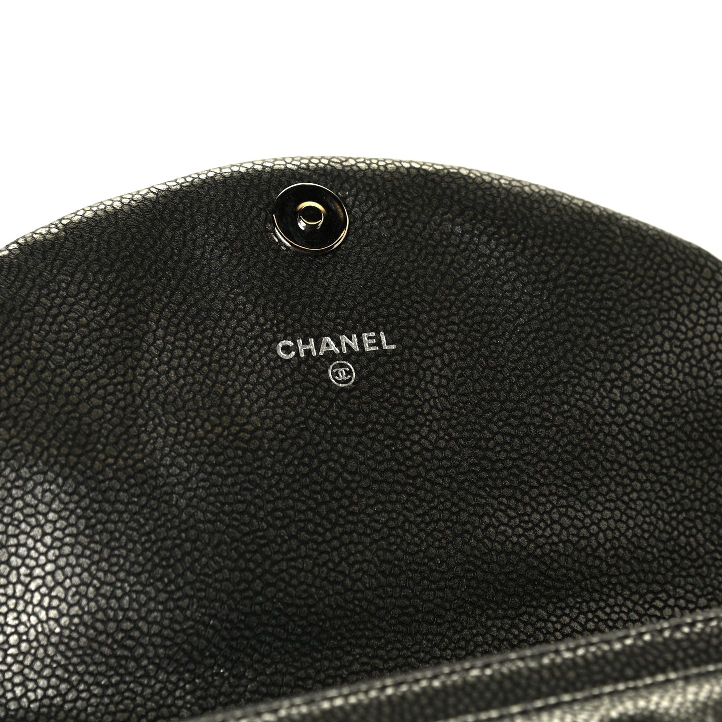 Metallic Caviar Half Moon Wallet On Chain WOC Dark Silver